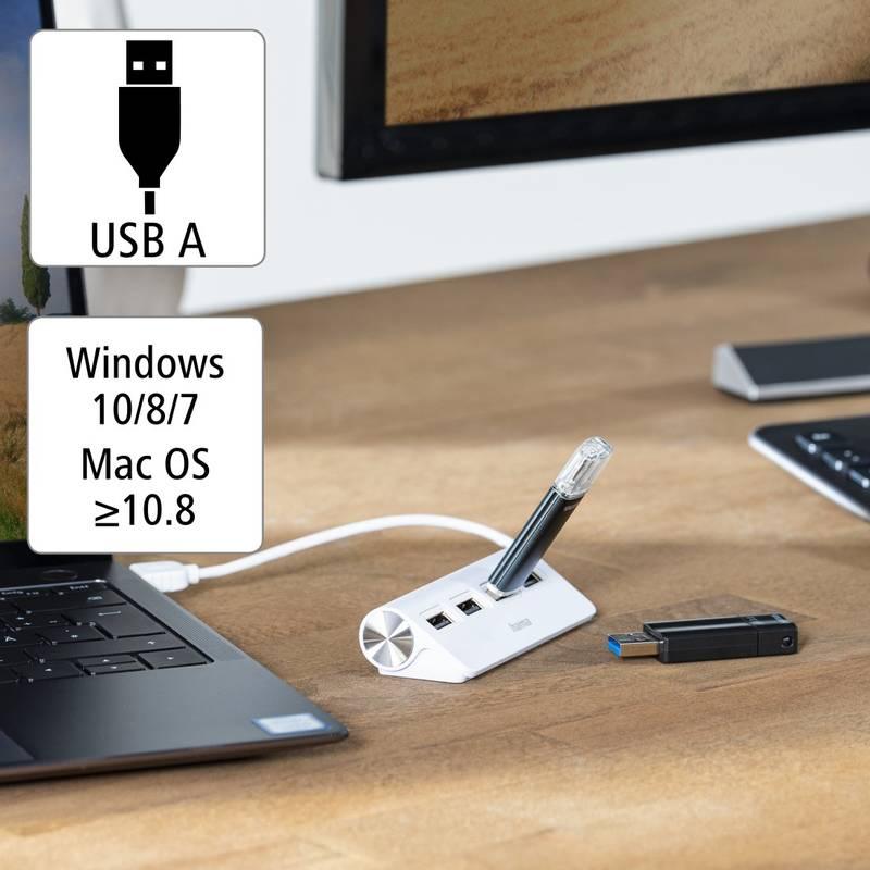USB Hub Hama 4x USB 2.0 bílý, USB, Hub, Hama, 4x, USB, 2.0, bílý