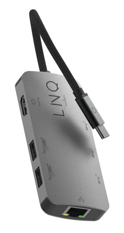 USB Hub Linq byELEMENTS 8v1 8K PRO USB-C Multiport Hub šedý, USB, Hub, Linq, byELEMENTS, 8v1, 8K, PRO, USB-C, Multiport, Hub, šedý