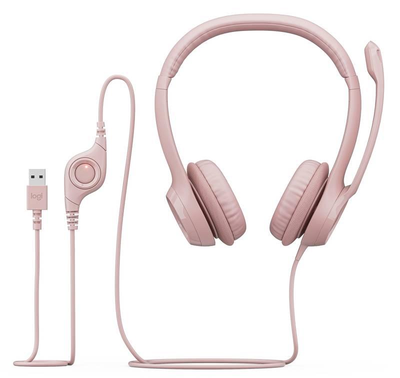 Headset Logitech H390 USB růžový