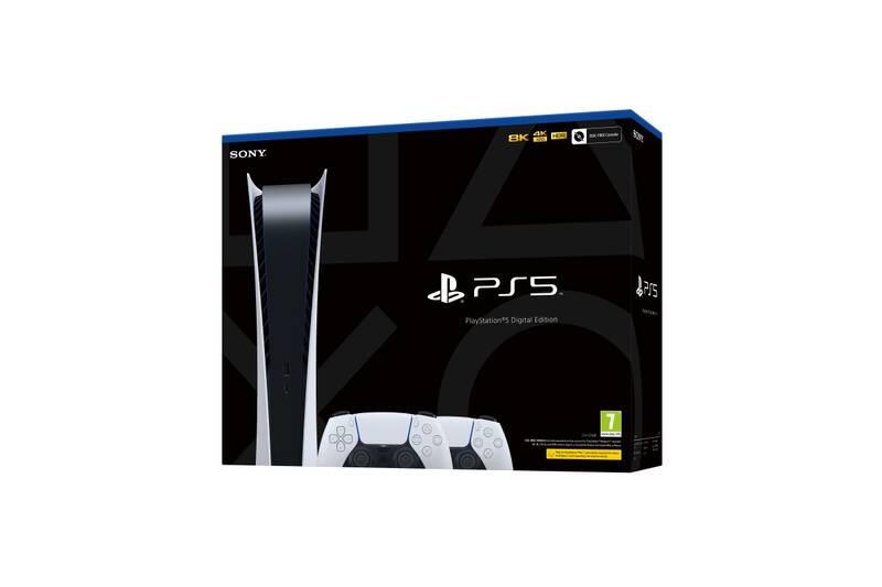 Herní konzole Sony PlayStation 5 Digital 2x bezdrátový ovladač DualSense bílá