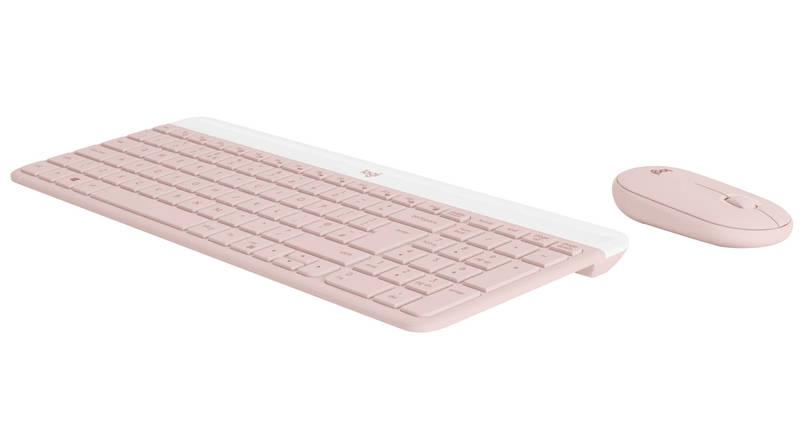 Klávesnice s myší Logitech Wireless Combo MK470 Slim, US růžová