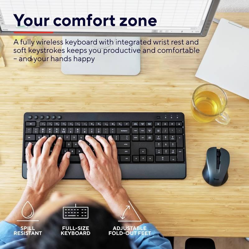 Klávesnice s myší Trust Trezo Comfort Wireless, CZ SK layout černá