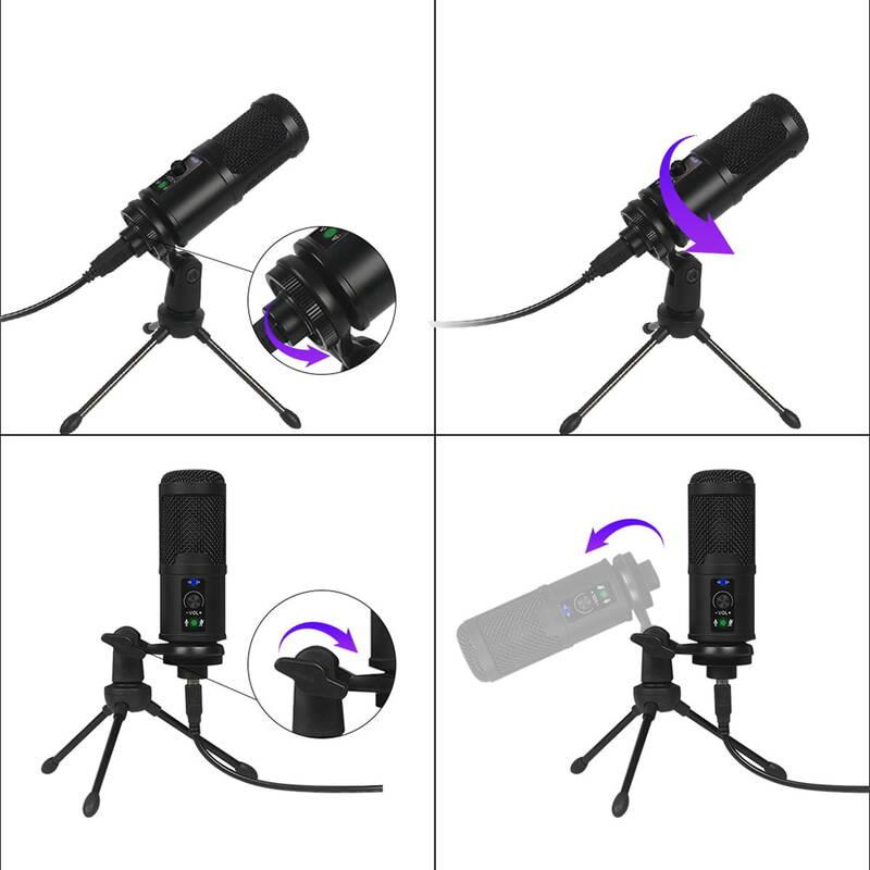 Mikrofon PLATINET VARR GAMING TUBE CARDIOID SET USB TRIPOD černý