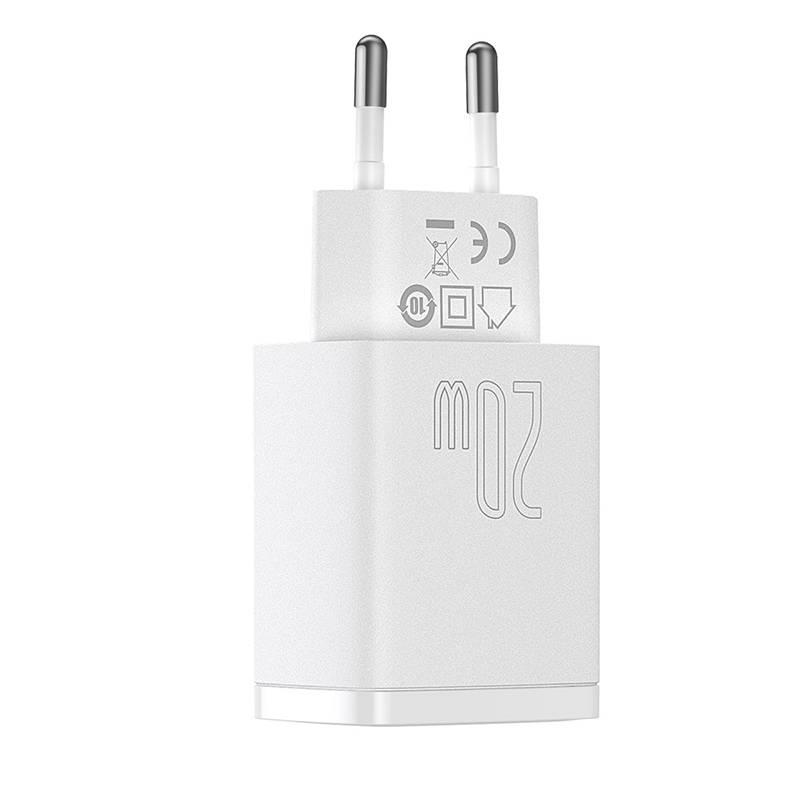 Nabíječka do sítě Baseus USB-A, USB-C, 20 W bílá