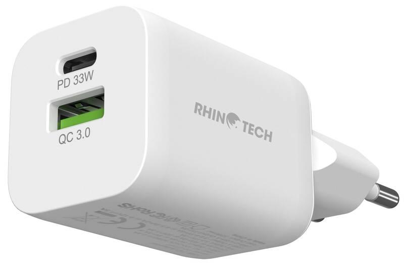 Nabíječka do sítě RhinoTech MINI Dual 33W USB-C USB-A bílá