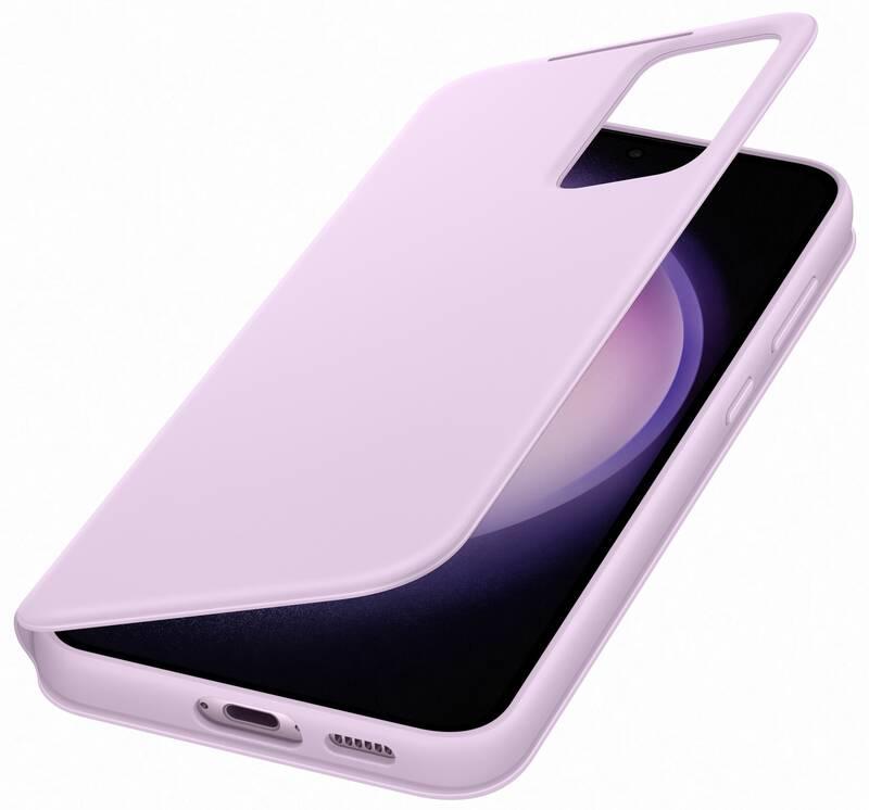 Pouzdro na mobil flipové Samsung Smart View na Galaxy S23 fialové
