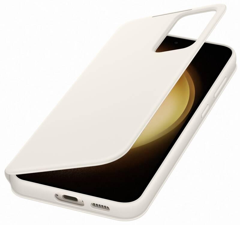 Pouzdro na mobil flipové Samsung Smart View na Galaxy S23 krémové