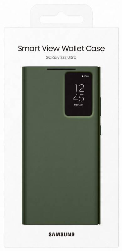 Pouzdro na mobil flipové Samsung Smart View na Galaxy S23 Ultra zelené