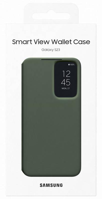Pouzdro na mobil flipové Samsung Smart View na Galaxy S23 zelené