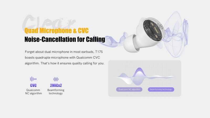 Sluchátka QCY T17S šedá