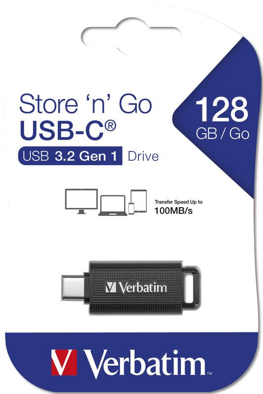 USB Flash Verbatim Store 'n' Go USB-C 3.2 Gen 128GB černý, USB, Flash, Verbatim, Store, 'n', Go, USB-C, 3.2, Gen, 128GB, černý
