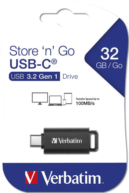 USB Flash Verbatim Store 'n' Go USB-C 3.2 Gen 32GB černý, USB, Flash, Verbatim, Store, 'n', Go, USB-C, 3.2, Gen, 32GB, černý