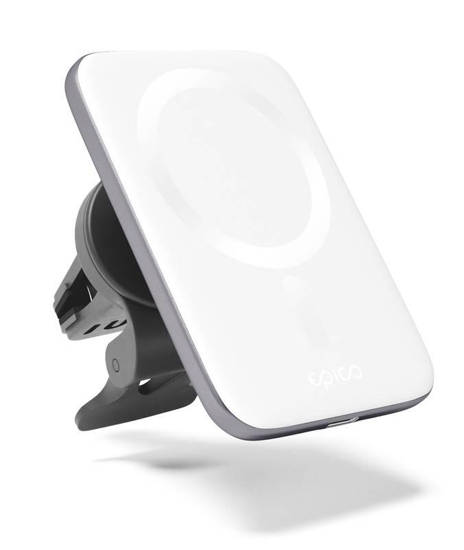 Držák na mobil Epico Ultrathin Wireless MagSafe stříbrný bílý