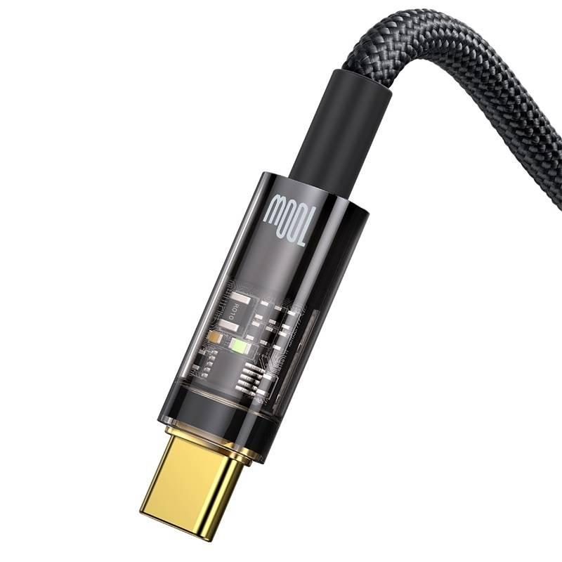 Kabel Baseus Explorer Series USB-A USB-C s inteligentním vypnutím 100 W, 1m černý