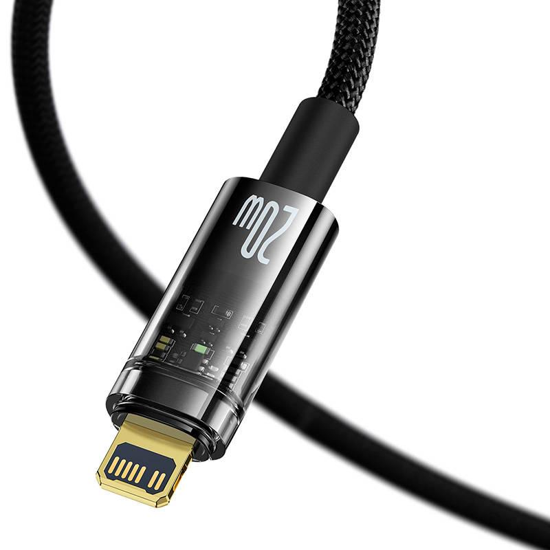 Kabel Baseus Explorer Series USB-C Lightning s inteligentním vypnutím 20 W, 1m černý