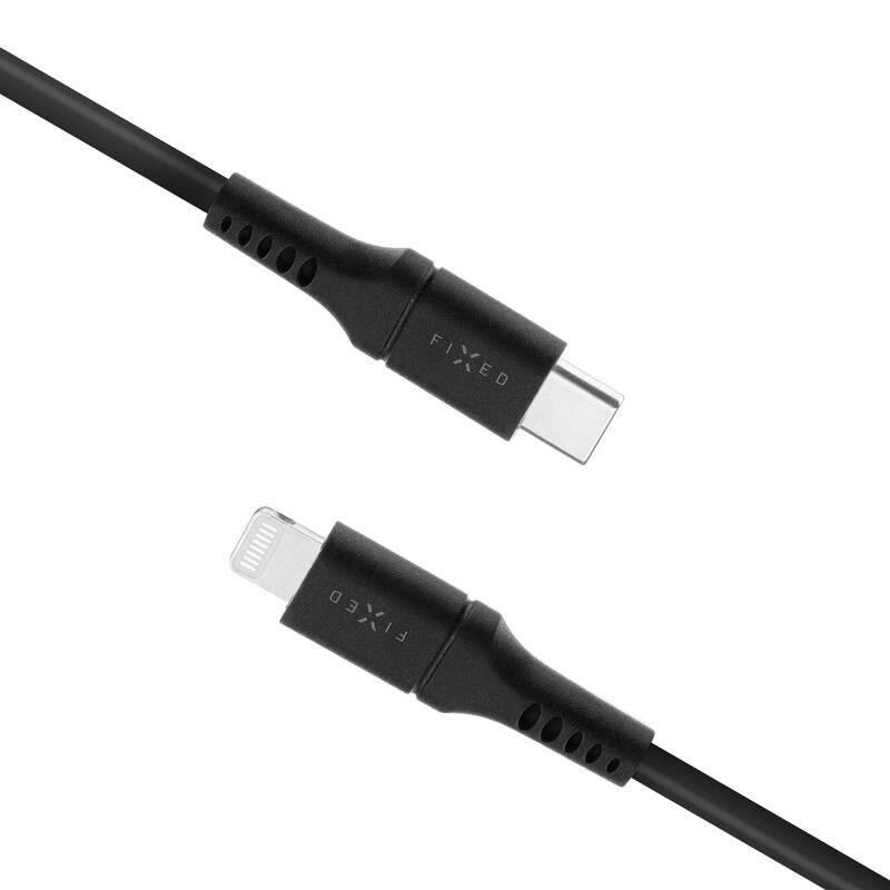 Kabel FIXED Liquid silicone USB-C Lightning s podporou PD, MFi, 1,2m černý