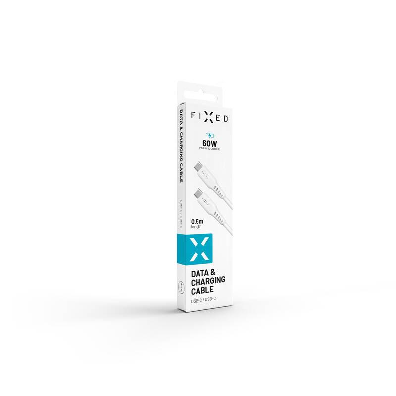 Kabel FIXED Liquid silicone USB-C USB-C s podporou PD, 60W, 0,5m bílý