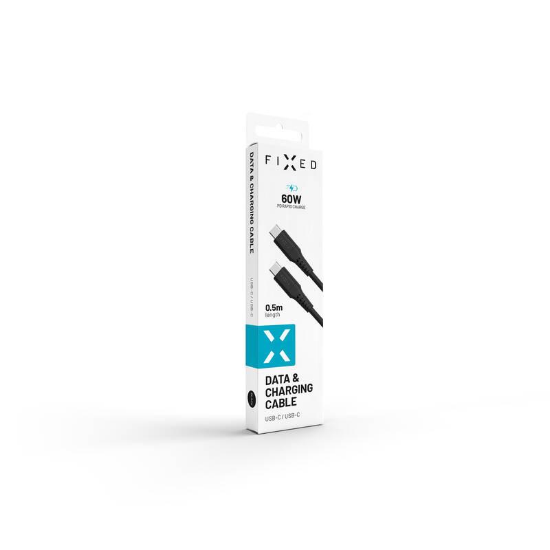 Kabel FIXED Liquid silicone USB-C USB-C s podporou PD, 60W, 0,5m černý