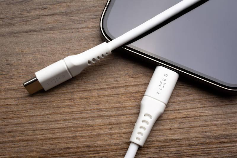 Kabel FIXED Liquid silicone USB-C USB-C s podporou PD, 60W, 1,2m bílý