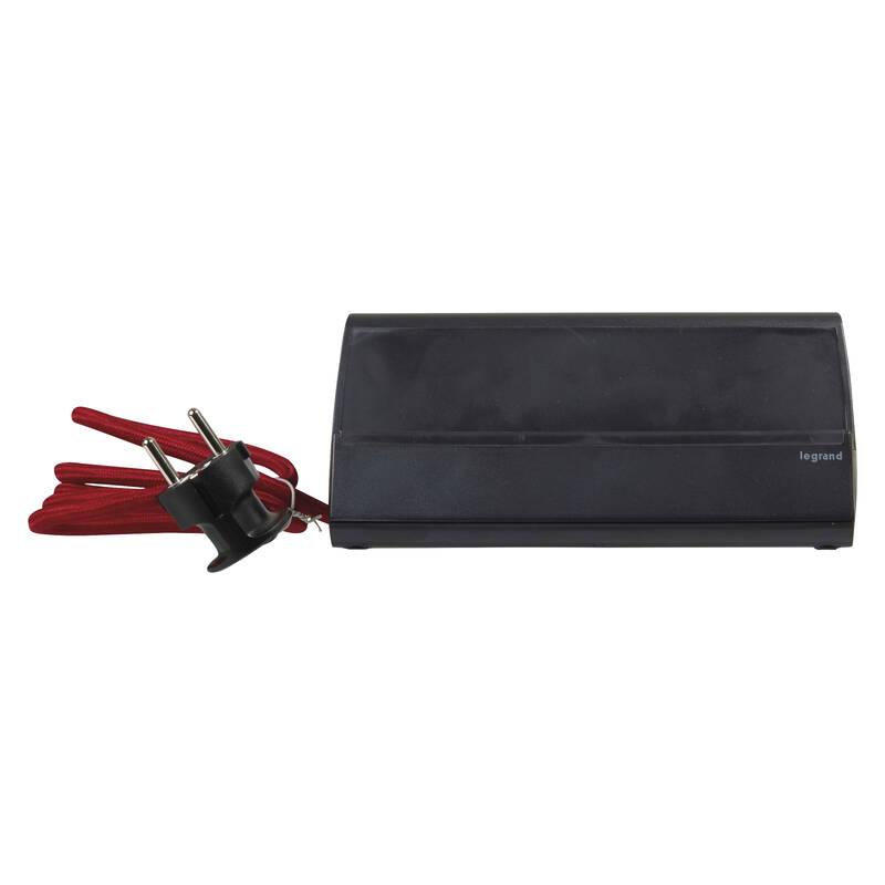 Kabel prodlužovací Legrand 3x zásuvka, USB, 1,5m černý červený