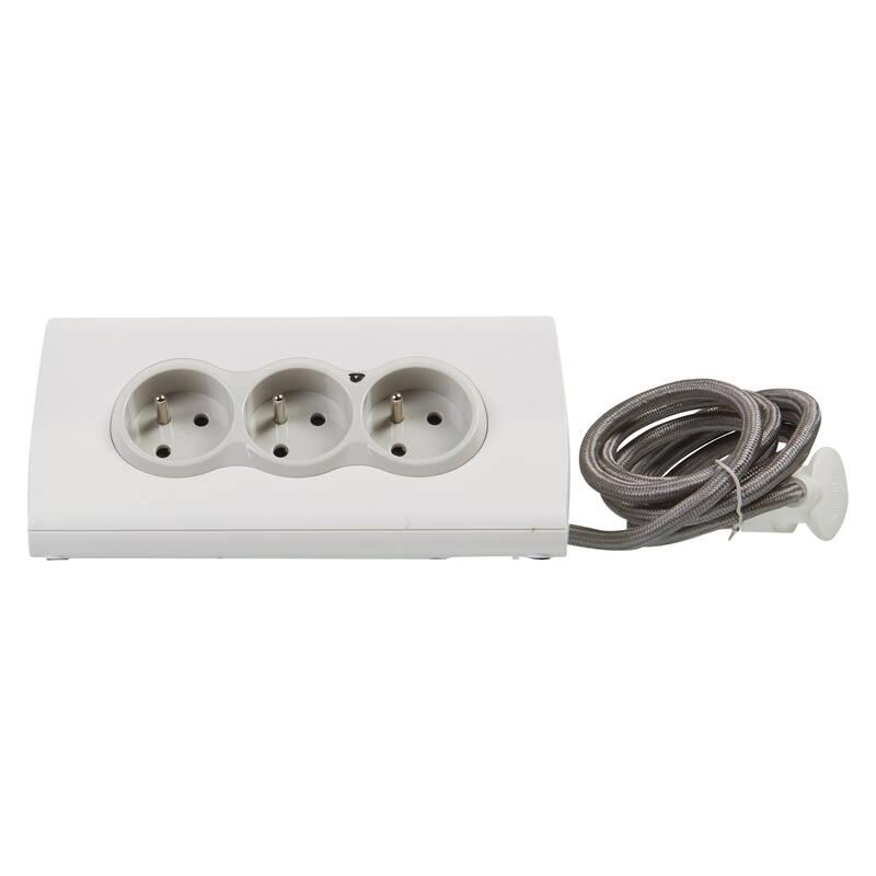 Kabel prodlužovací Legrand 3x zásuvka, USB, 1,5m šedý bílý