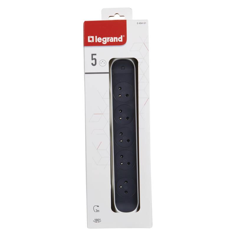 Kabel prodlužovací Legrand 5x zásuvka, s vypínačem, 3m černý bílý