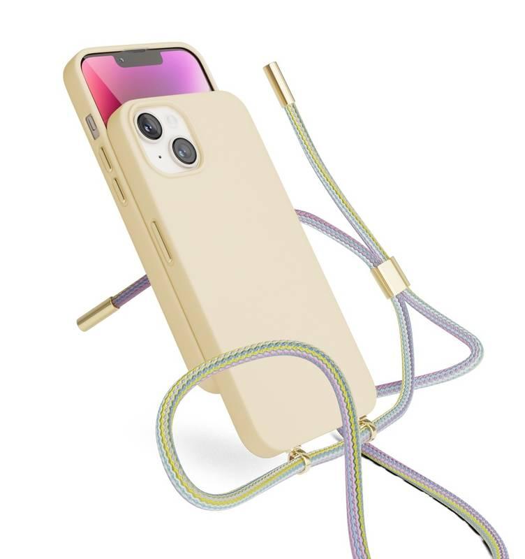 Kryt na mobil Epico Silicone Necklace na Apple iPhone 13 14 béžový