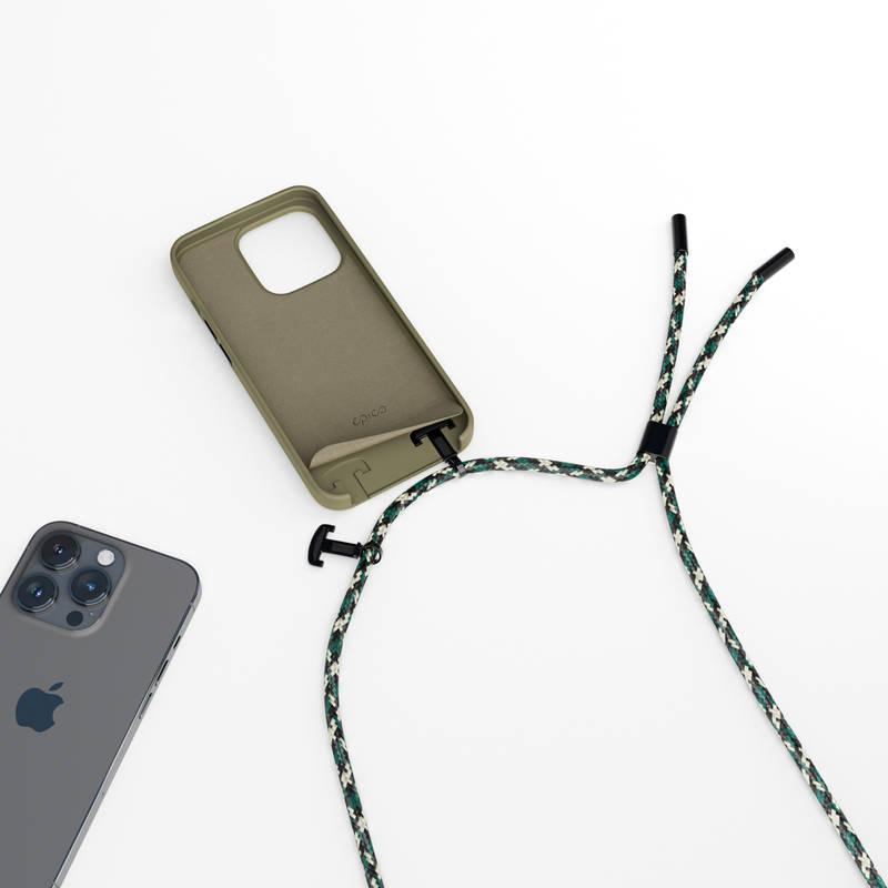 Kryt na mobil Epico Silicone Necklace na Apple iPhone 14 Pro zelený
