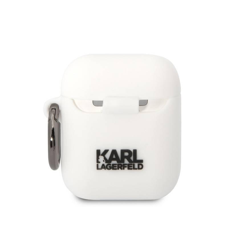 Pouzdro Karl Lagerfeld 3D Logo NFT Choupette Head na Airpods 1 2 bílé