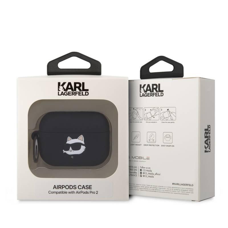 Pouzdro Karl Lagerfeld 3D Logo NFT Choupette Head na Airpods Pro 2 černé