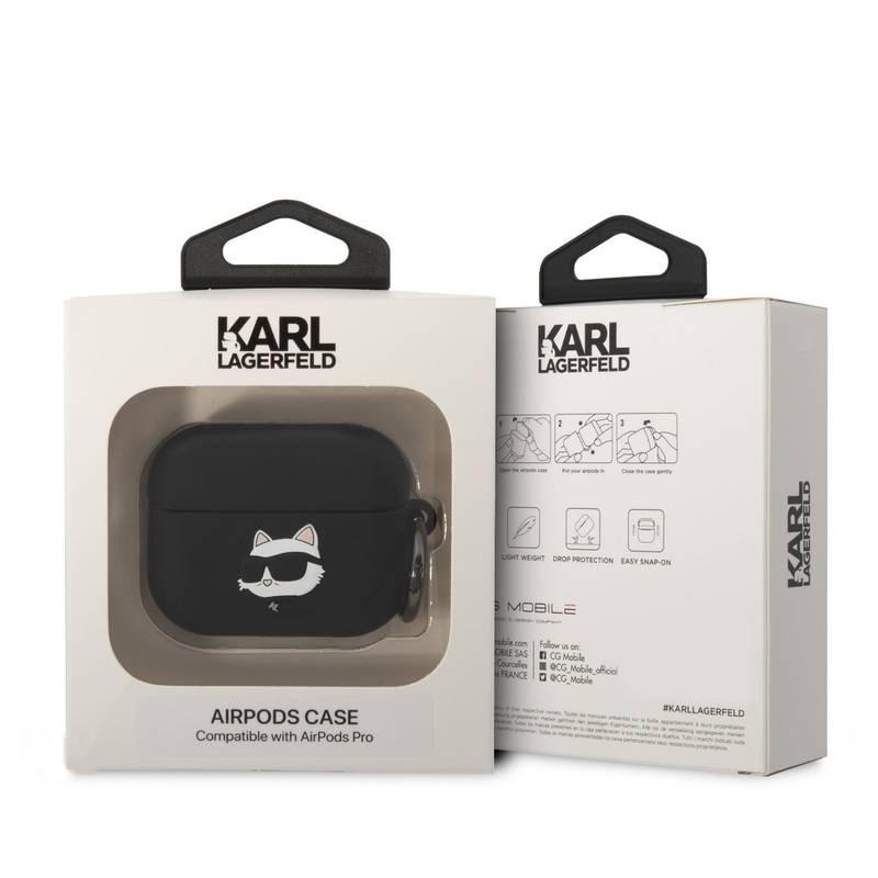 Pouzdro Karl Lagerfeld 3D Logo NFT Choupette Head na Airpods Pro černé