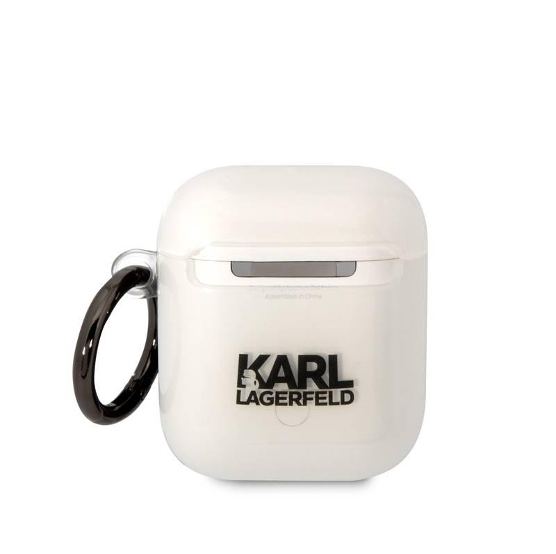 Pouzdro Karl Lagerfeld 3D Logo NFT Choupette na Airpods 1 2 bílé