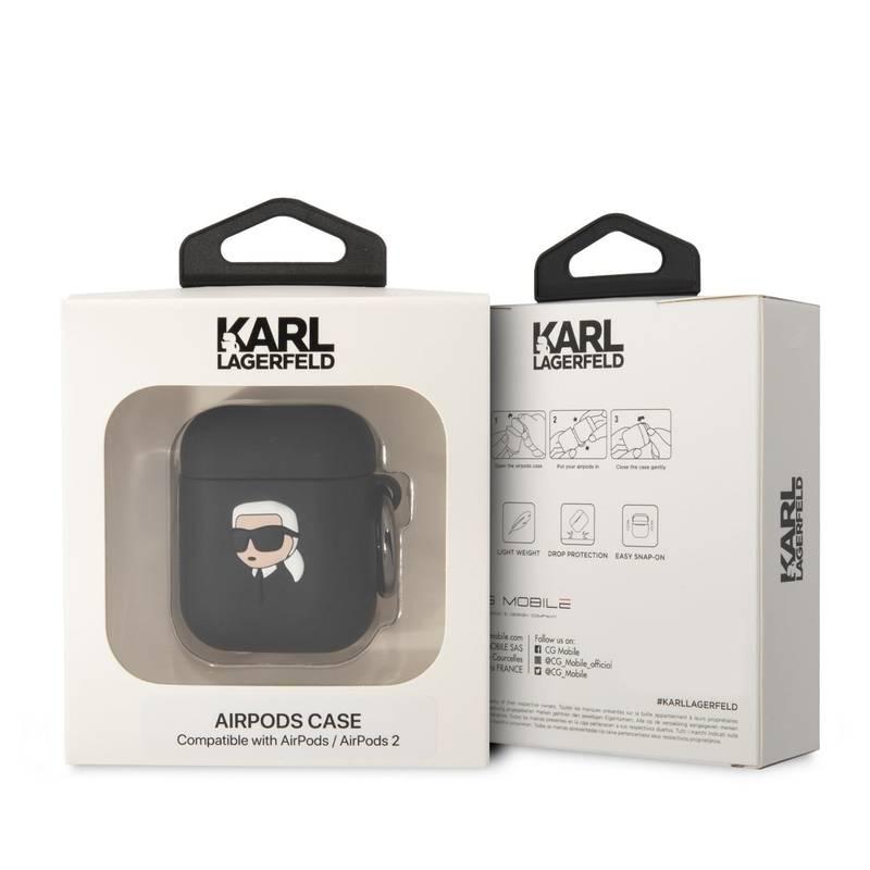 Pouzdro Karl Lagerfeld 3D Logo NFT Karl Head na Airpods 1 2 černé