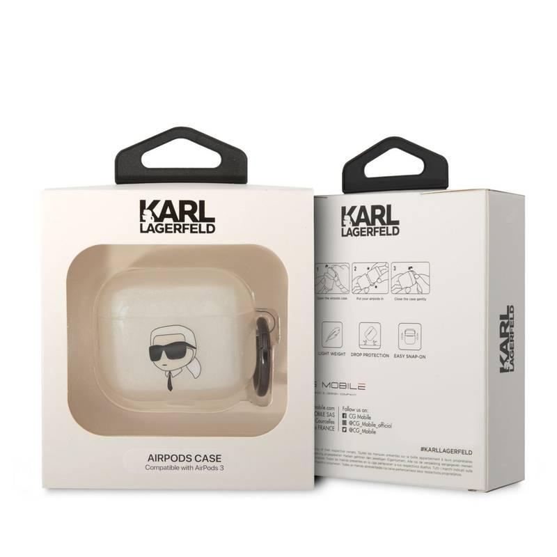 Pouzdro Karl Lagerfeld 3D Logo NFT Karl Head na Airpods 3 bílé