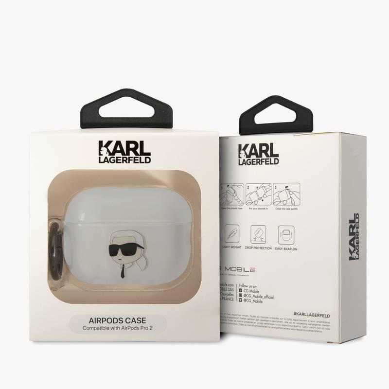 Pouzdro Karl Lagerfeld 3D Logo NFT Karl Head na Airpods Pro 2 bílé