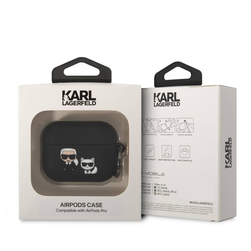 Pouzdro Karl Lagerfeld and Choupette na Airpods Pro černé