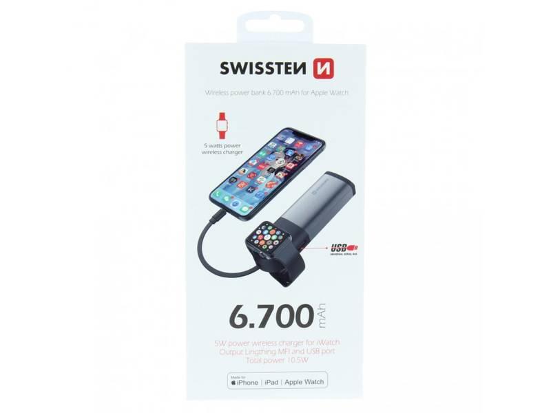Powerbank Swissten 2in1 Apple Watch MFi 6 70 mAh černá