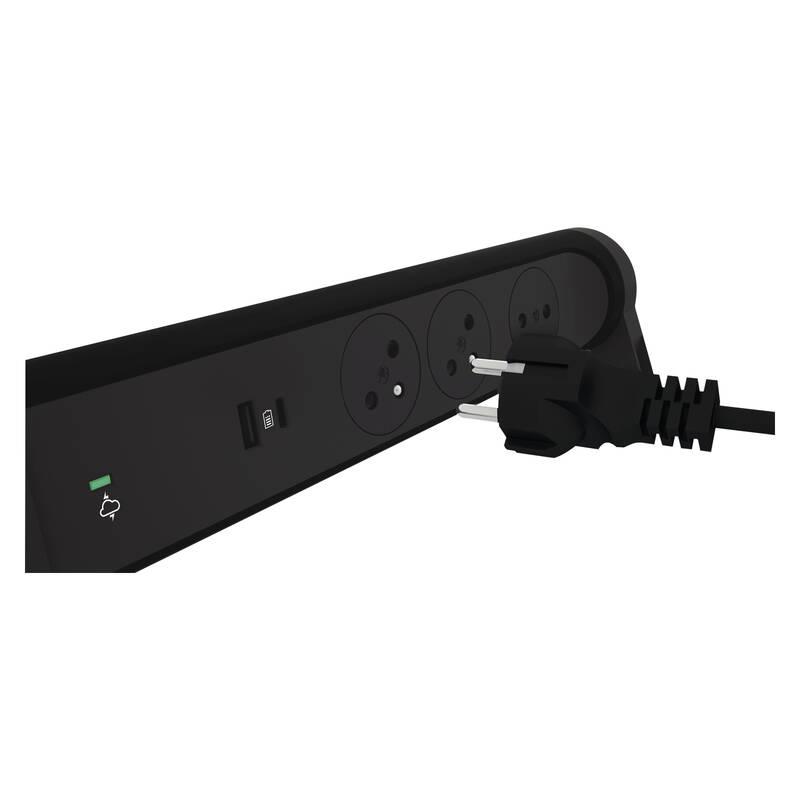 Přepěťová ochrana Legrand 3x zásuvka, USB, USB-C, 1,5m černá