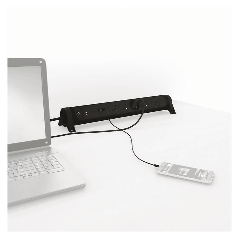 Přepěťová ochrana Legrand 5x zásuvka, USB, USB-C 1,5m černá