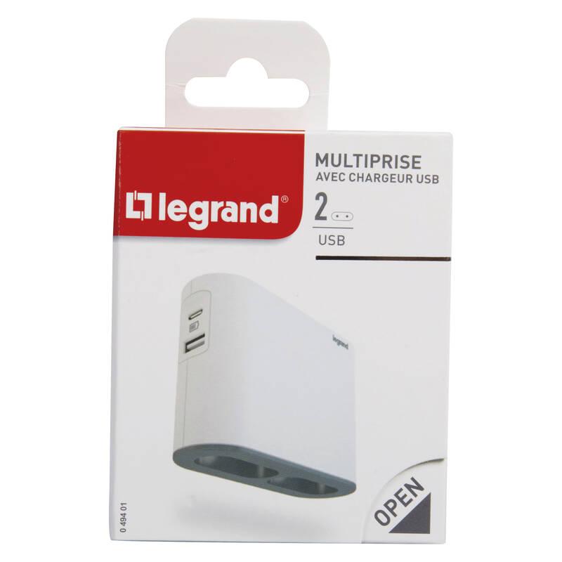 Rozbočovací zásuvka Legrand 2× zásuvka, USB bílý