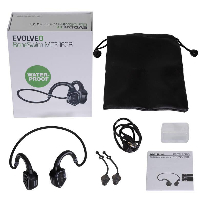 Sluchátka Evolveo BoneSwim MP3 16GB šedá, Sluchátka, Evolveo, BoneSwim, MP3, 16GB, šedá