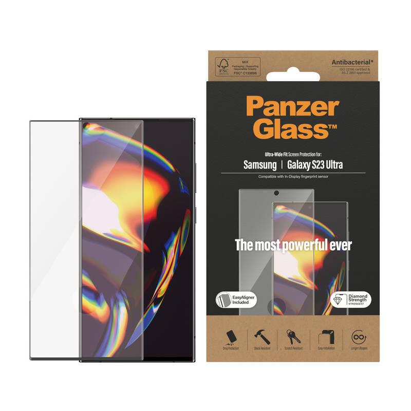 Tvrzené sklo PanzerGlass na Samsung Galaxy S23 Ultra s instalačním rámečkem