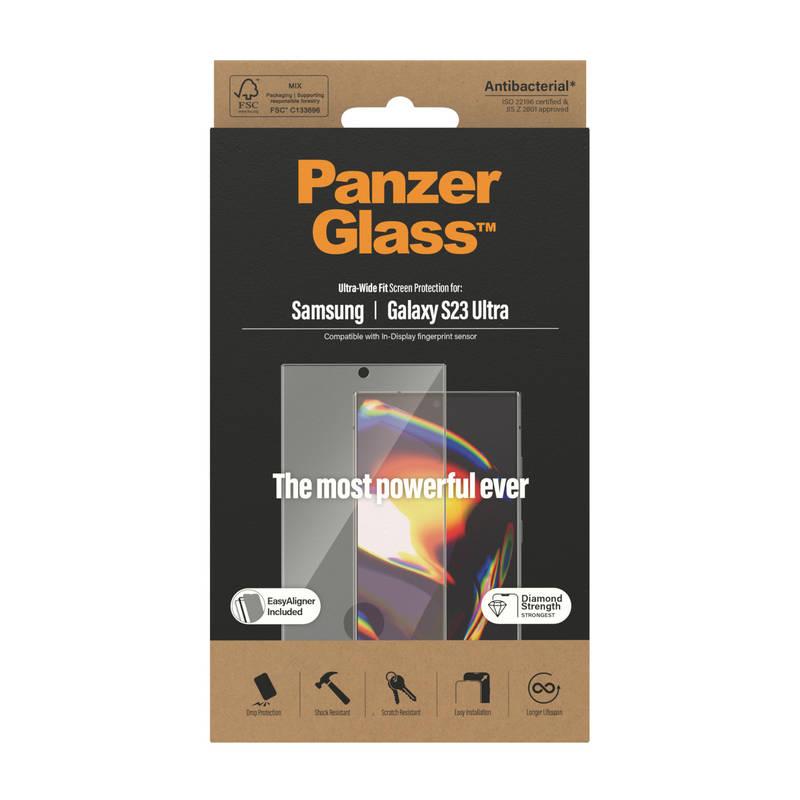 Tvrzené sklo PanzerGlass na Samsung Galaxy S23 Ultra s instalačním rámečkem