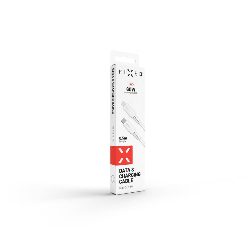Kabel FIXED Liquid silicone USB-C Lightning s podporou PD, MFi, 0,5m bílý
