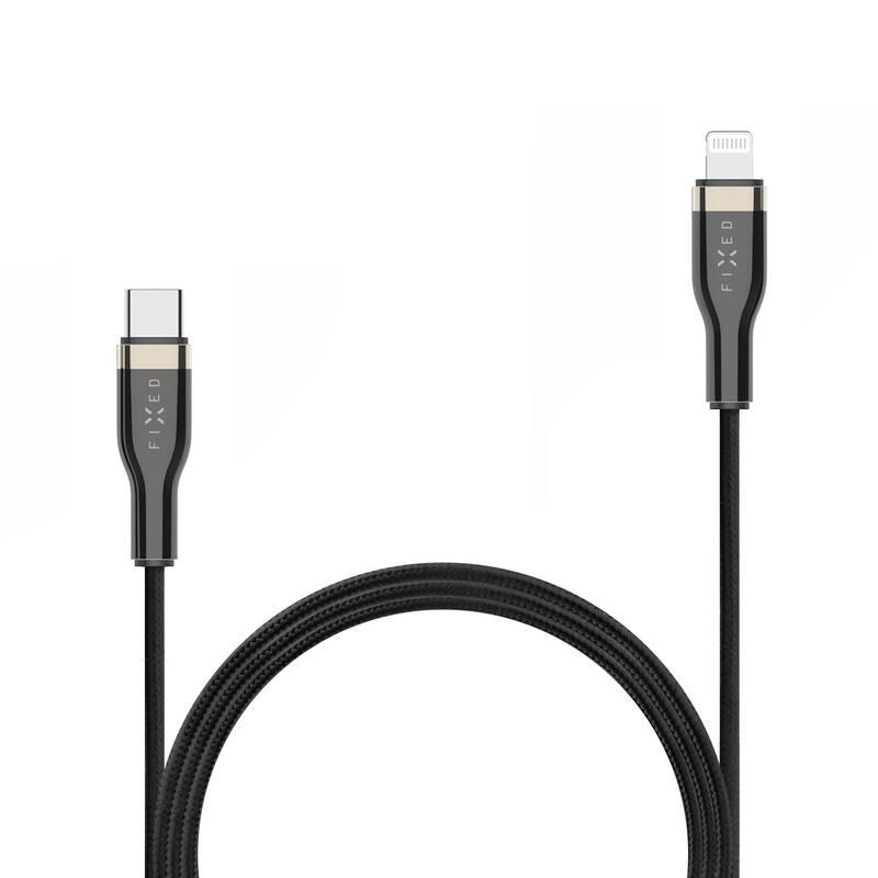 Kabel FIXED USB-C Lightning s podporou PD, MFI, 1,2m černý