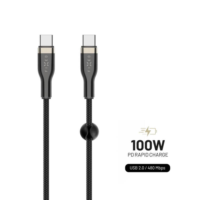 Kabel FIXED USB-C USB-C s podporou PD, 100W, 0,5m černý