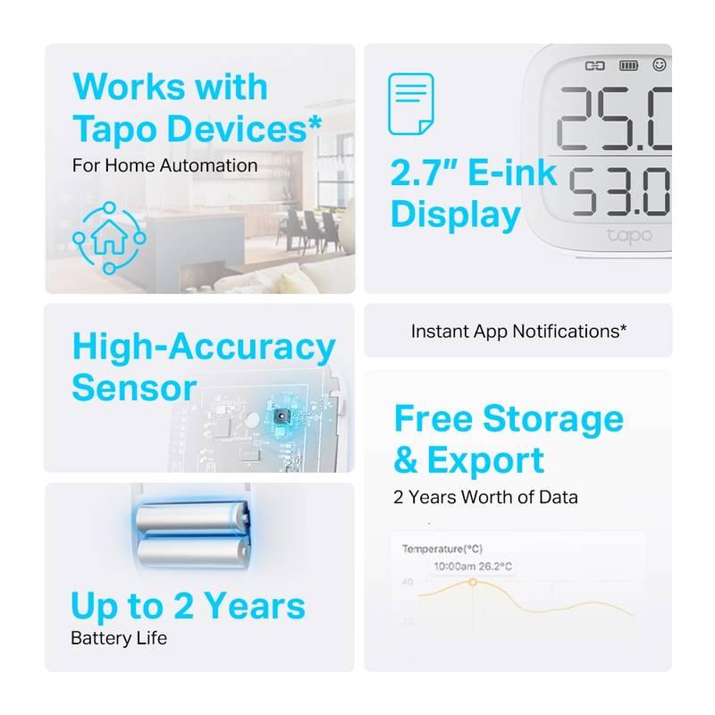 Senzor TP-Link Tapo T315, chytrý teplotní senzor s displejem, Senzor, TP-Link, Tapo, T315, chytrý, teplotní, senzor, s, displejem