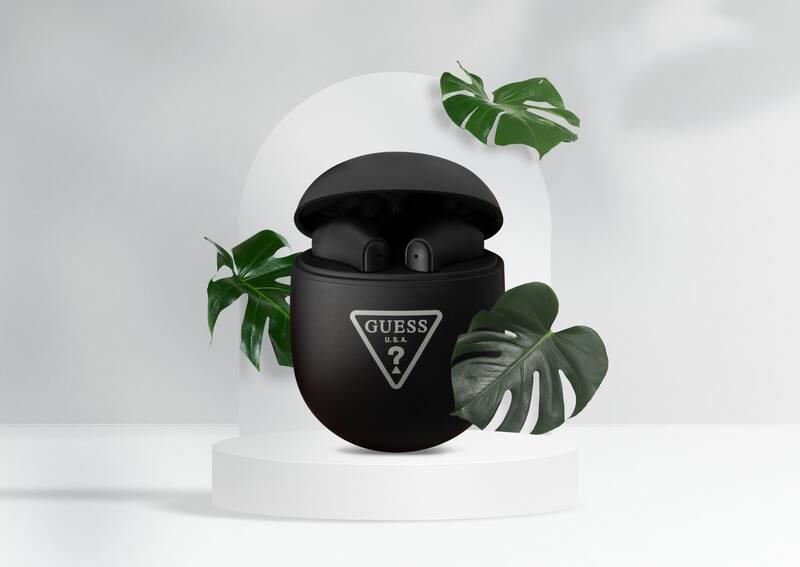 Sluchátka Guess True Wireless Triangle Logo BT5.2 4H Stereo černá