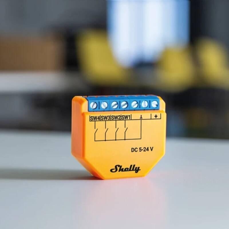 Modul Shelly i4 Plus DC, 4 vstupy, 5–24 VDC, Wi-Fi, BT