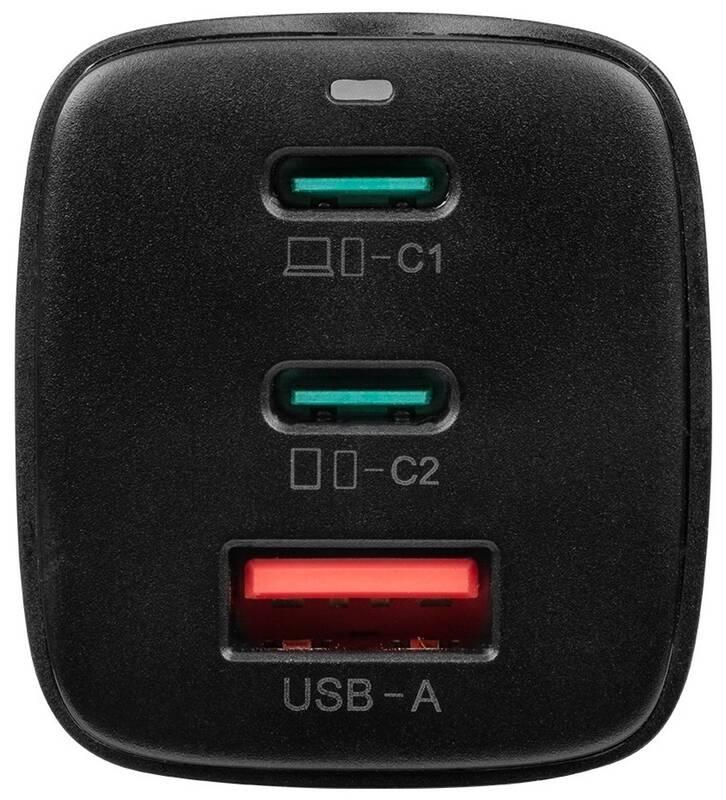 Nabíječka do sítě Tactical FlashBang, 2x USB-C, 1x USB, GaN, 65 W černá